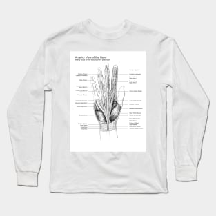 Black and White Hand Dissection Illustration Long Sleeve T-Shirt